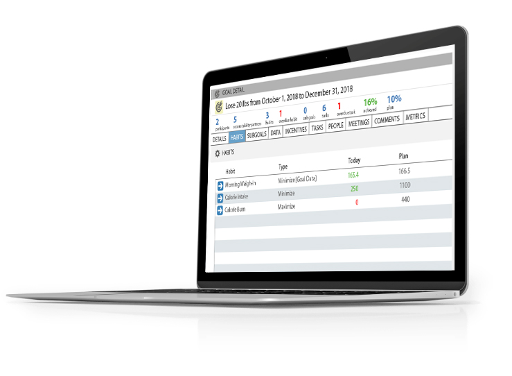 Goal tracking on laptop